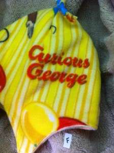 HAT CURIOUS GEORGE HAND MADE YELLOW REVERSIBLE FLEECE EARFLAPs UNISEX 