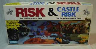   CASTLE RISK WORLD CONQUEST WAR BOARD GAME TWO GAMES IN ONE BOX  