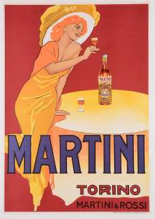 Vintage Antique Italian Advertising Poster MARTINI   TORINO ROSSI 