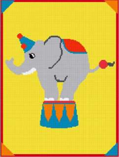 Fun & Easy Circus Elephant Afghan Crochet Pattern Graph  