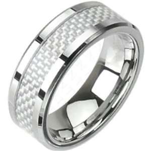  Size 10 Spikes Tungsten Carbide White Checker Ring 