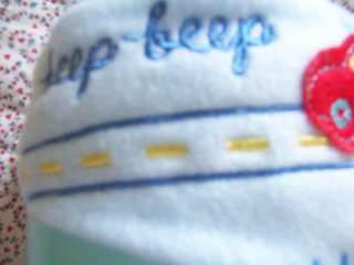 Baby Connection Blue Beep Beep Car Fleece Receiving Crib Blanket NEW 