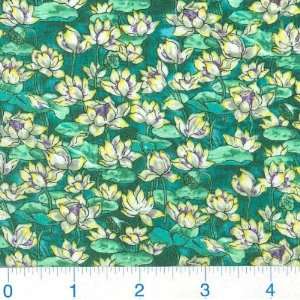  45 Wide Garden Delight Floral Lake Green/Yellow Fabric 
