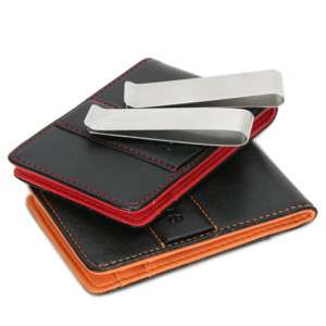 Faux Slim Leather Wallet Credit Card Case Money Clip  