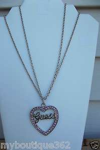 NEW WITH TAG GUESS SILVER TONE NECKLACE WITH HEART CHARM GUESS 