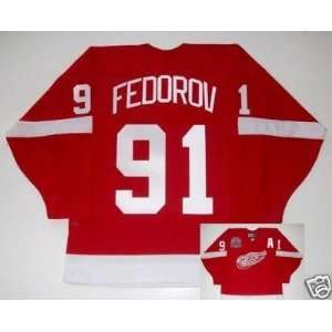  Sergei Fedorov Red Wings 2002 Stanley Cup Road Jersey 