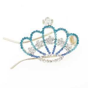    Czech Rhinestone 2 Prong Hair Stick Fork Crown Blue Beauty