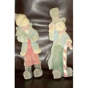  Pair of Vintage Velveteen Christmas Snowmen 10 Figurines 