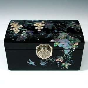   Asian Mirrored Jewelry Trinket Keepsake Treasure Box Ring Case Chest