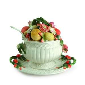  Fitz and Floyd Fruit & Flowers Tureen with Platter and 