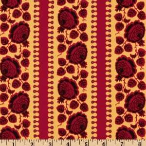  43 Wide Aurora Floral Stripe Raspberry Fabric By The 