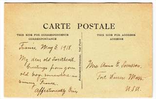 Kiss From France 1918 Silk Woven Postcard  