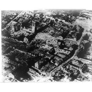 Aerial of bombed city of Villers Bretonneux, France,WWI  