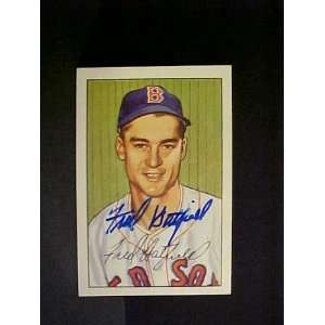 Fred Hatfield Boston Red Sox #153 1952 Bowman Reprint Signed Baseball 