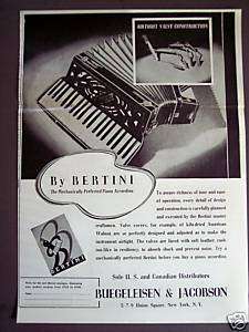 1938 Bertini Accordion vintage music print ad  