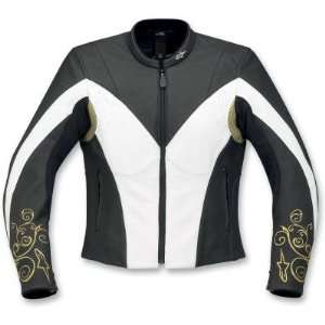Alpinestars Stella Anouke Leather Jacket , Color Black/White, Size 
