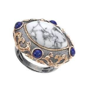  Carlo Viani® 14K Rose Gold Plated Howlite Ring with Lapis 