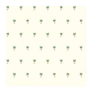  Miniature Palm Tree Spot Prepasted Wallpaper, White/Green/Brown