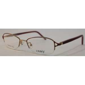  LAMY Ophthalmic Eyewear 419 01 Semi Rimless Burgundy Gold 