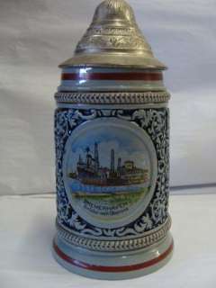   BREMERHAVEN BRUCKE NACH OBERSEE 389 S LIDDED BEER STEIN   E10  