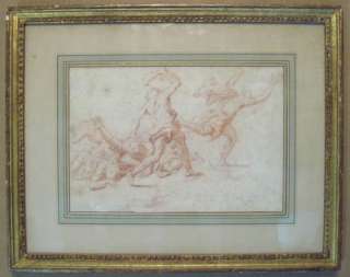   Baroque Old Master Chalk Drawing Samson Manner of Vincenzo Dandini