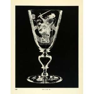  1939 Print Antique Glass Goblet Sword Fighting Lion 