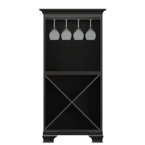  Ella Antique Black Storage Cabinet w/ Stemware rack Patio 