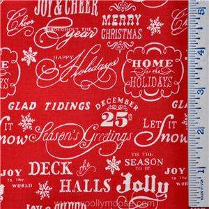 HALF YARD Christmas AE NATHAN Snow Flakes Red WINTER Holiday Fabric 1 