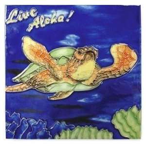  Hawaiian Ceramic Tile Live Aloha Turtle 8 x 8 in. Kitchen 