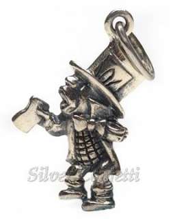 Sterling Silver MAD HATTER Party Host ALICE in WONDERLAND Charm or 