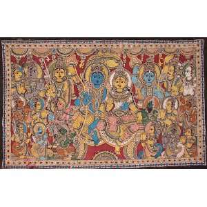  Shri Rama Sita Venerated by Celestials   Kalamkari 