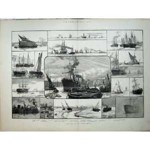  1882 River Thames Ships Coal Derrick Billingsgate Leigh 