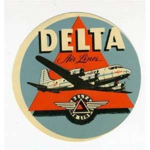  Delta Air Lines Baggage / Luggage Sticker DC 4 1950s 