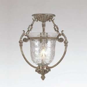  La Vella Semi Flush Mount in Aged Silver Finish Antique 