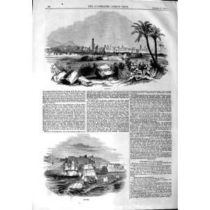  1844 VIEW MOROCCO TANGIER NORTH AFRICA SHIPS HOUSES