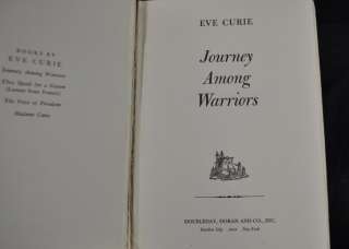 Vintage Book Journey Among Warriors by Eve Curie 1943  