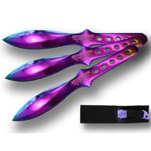  Titanium Rainbow Throwing Knife Set   (3 Pc) with Sheath 