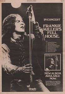 FRANKIE MILLER POSTER / Advert VINTAGE 77 #2 full house  