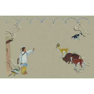  Montezuma and the Animals by unknown. Size 26.50 X 17.75 
