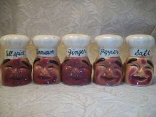VTG CHEF PIXIEWARE MAN SPICE JARS SALT PEPPERS SHAKERS  