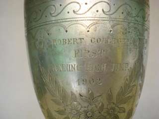 1902 SILVERED HIGH JUMP CUP TROPHY ROBERT COLLEGE WMFN  