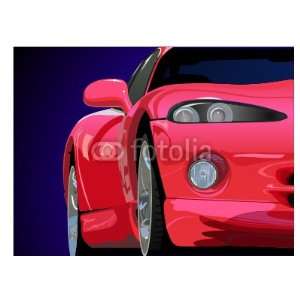   Wall Decals   Red Sport Car Vector   Removable Graphic