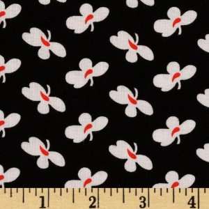  44 Wide Poppy Lane Small Flowers Black Fabric By The 
