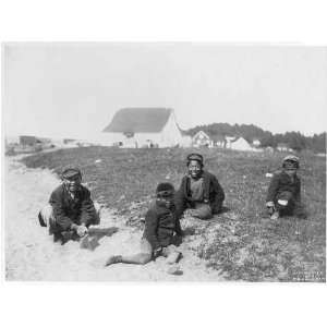  c1899,Aleutian Islands,4 Indian boys seated on ground 
