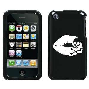 APPLE IPHONE 3G 3GS WHITE SKULL LIPS ON A BLACK HARD CASE COVER