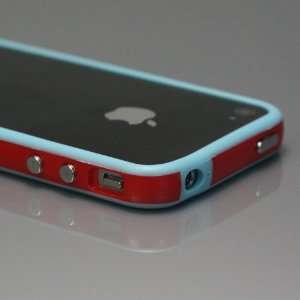  Blue / Red Bumper Case for Apple iPhone 4 [Total 60 Colors 