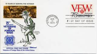 1974 75th ANNIVERSARY OF THE VETERANS OF FOREIGN WARS FIRST DAY COVER