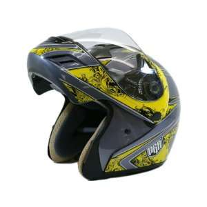  Face Motorcycle Helmet DOT Approved (Small, Yellow Silver) Automotive
