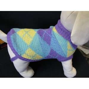 Aqua Argyle Dog Sweater Size 8 