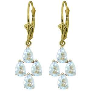    14k Gold Leverback Earrings with Genuine Aquamarines Jewelry